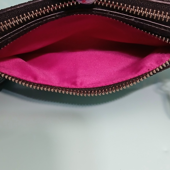 Coach Pink and Black Plaid Clutch with Signature Design - Picture 5 of 11